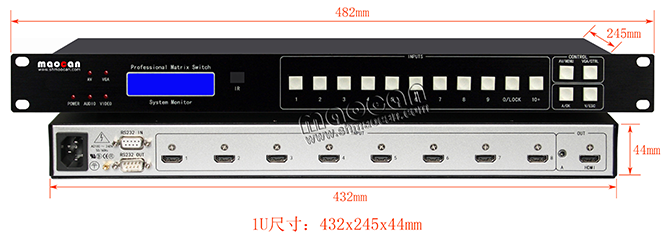 4K*2K 自動(dòng)HDMI+A切換器8進(jìn)1出