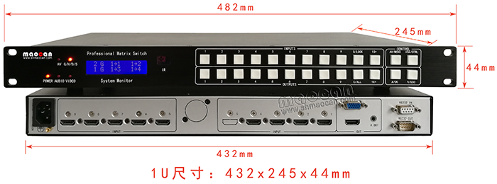 HDMI+A無縫畫面分割器9進1出尺寸圖